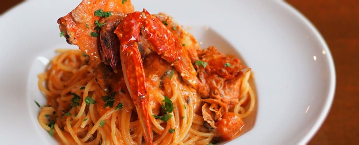 イタリアンランチ｜渡り蟹のトマトソースパスタ